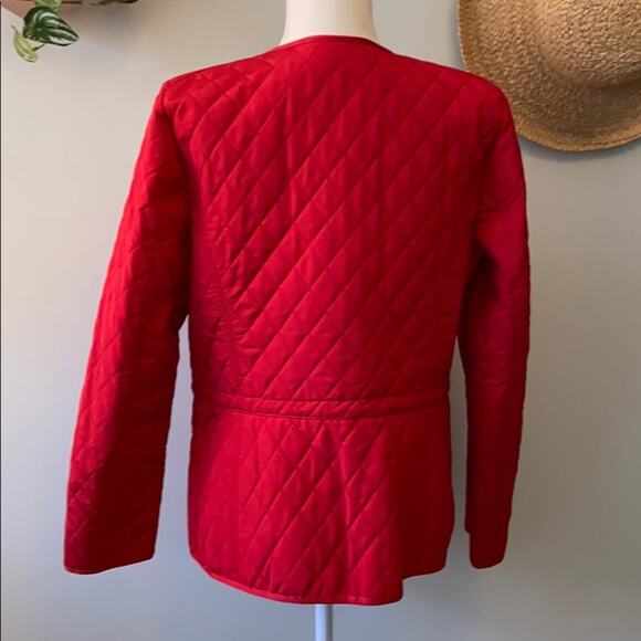Women's Talbots Red Quilted Jacket with Snap Closure Medium - Picture 5 of 8